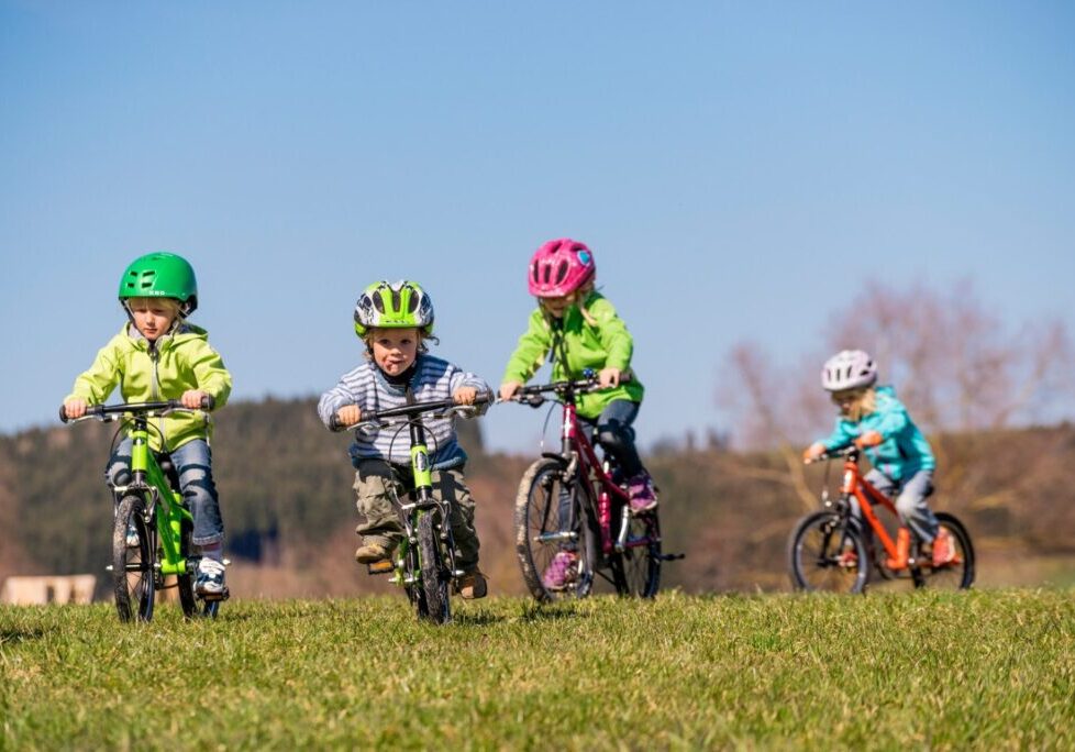 4 Kinder auf KUbikes